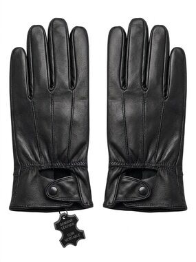 Black Genuine Leather Men's Driving Gloves